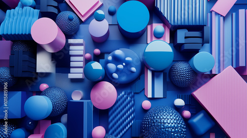 Blue 3D Shapes neatly organized to make a Tech abstract wallpaper.
