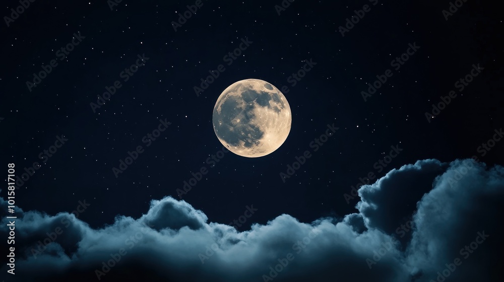 Bright Full Moon Over Cloudy Sky Bright Full Moon Over Cloudy Sky