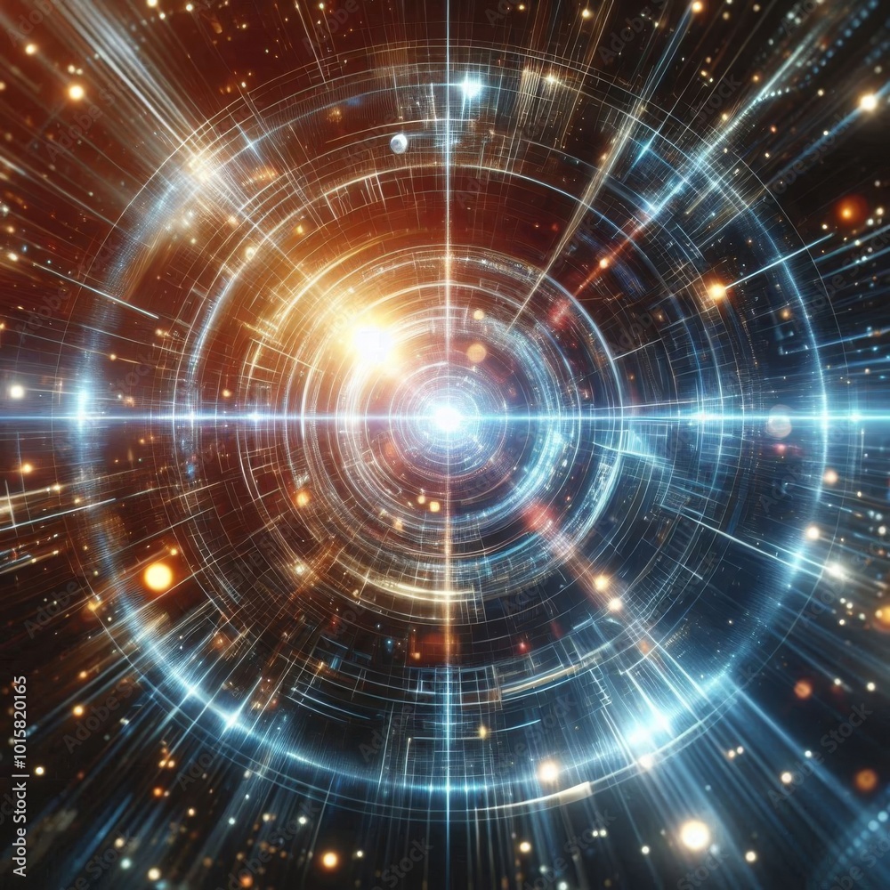 Futuristic Space or Time Travel Concept, Abstract Science Fiction Background with Bright Lights Futuristic Space or Time Travel Concept, Abstract Science Fiction Background with Bright Lights