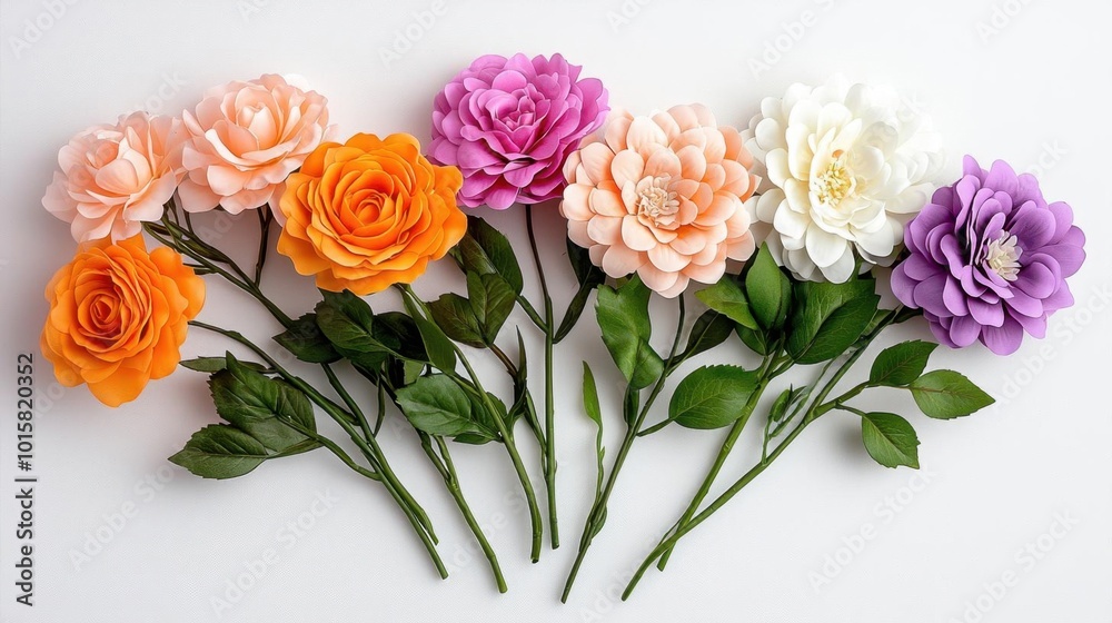 A photostock images of a bouquet of soft pastel flowers arranged beautifully on a clean white background High Quality A photostock images of a bouquet of soft pastel flowers arranged beautifully on a clean white background High Quality