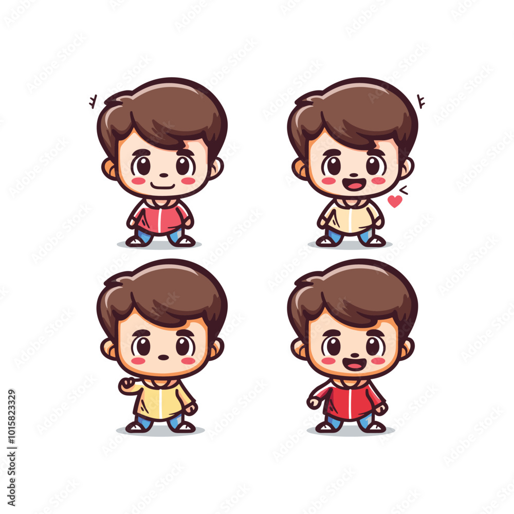 Set kids logo cute vector icon illustration style Set kids logo cute vector icon illustration style