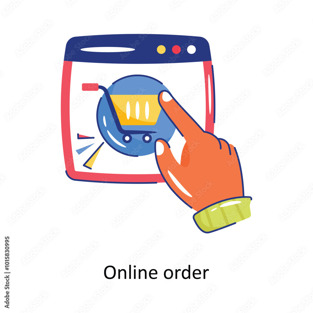 Fototapeta premium Online order doodle vector outline Sticker. EPS 10 file