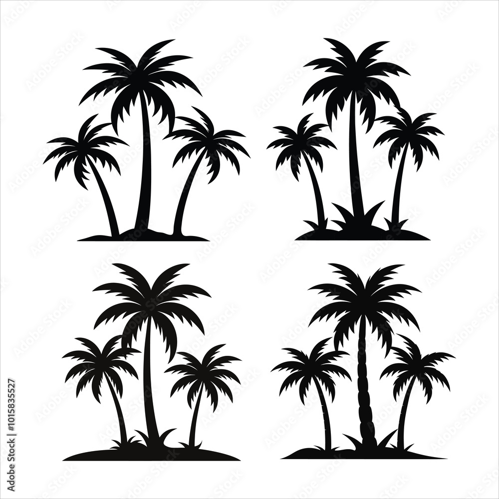 palm tree silhouette vector set palm tree silhouette vector set