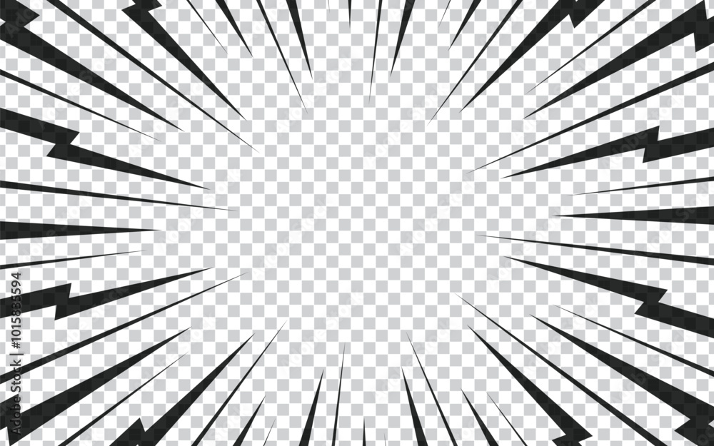 Obraz premium Abstract comic book flash explosion radial lines on transparent background