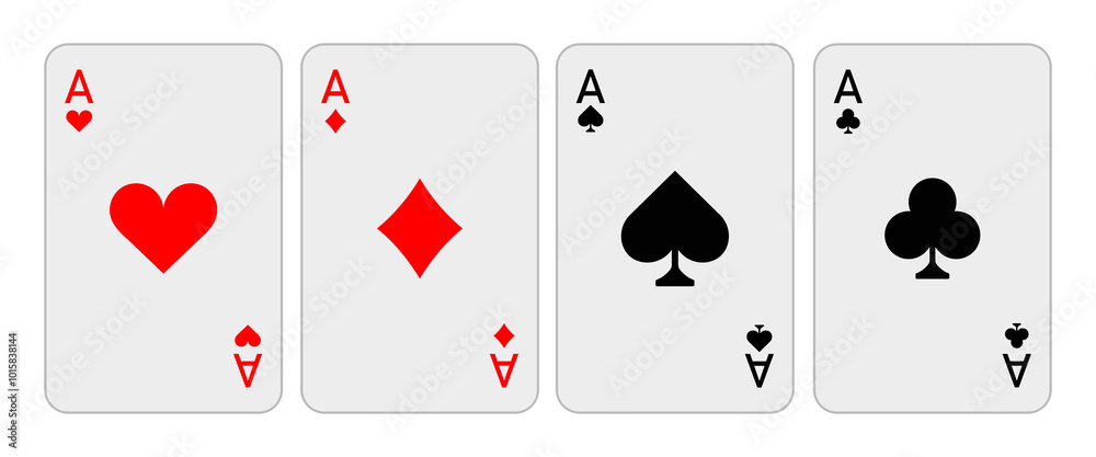 set of Ace card suit on white background. set of Ace card suit on white background.