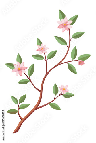 Statice Branch with Colorful Flowers on a Bright White Background for Nature and Floral Art