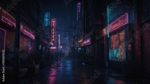 neon lights and night city with neon lights