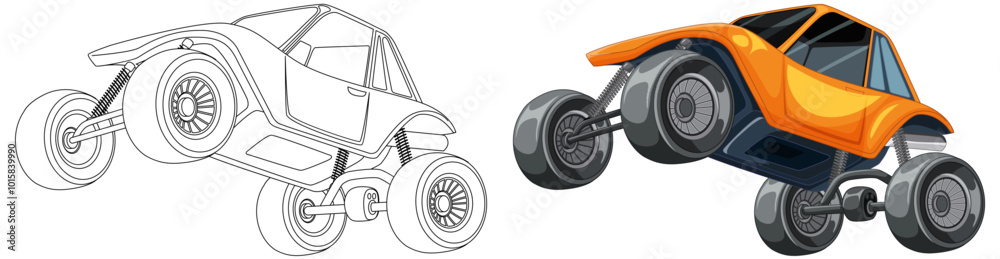 Naklejka premium Colorful and Outline Car Illustration