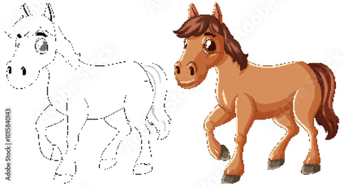 Cute Cartoon Horse Illustration