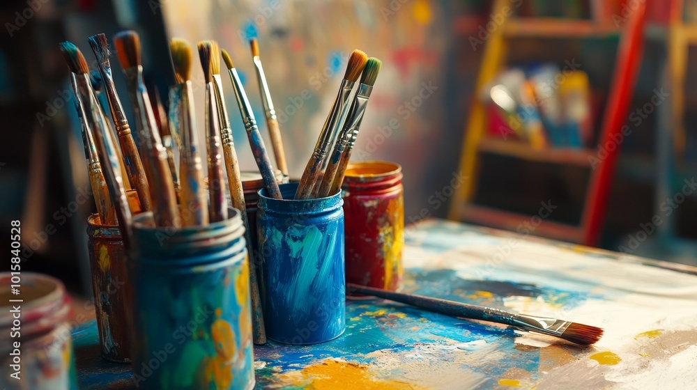 Paint brush and paint can Paint brush and paint can