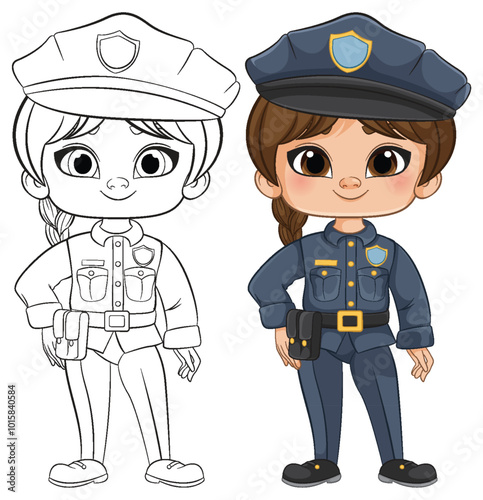 Cartoon Girl Police Officer Illustration