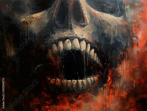 Screaming Skull: A Dark and Disturbing Painting
