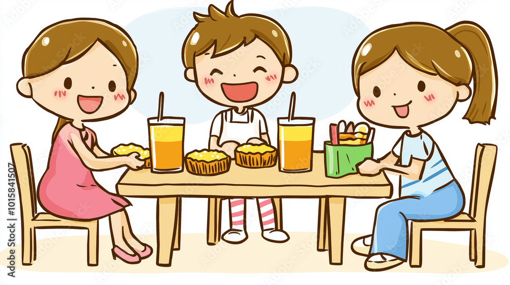 Delightful Moments Family Enjoying Snacks and Drinks Together Delightful Moments Family Enjoying Snacks and Drinks Together
