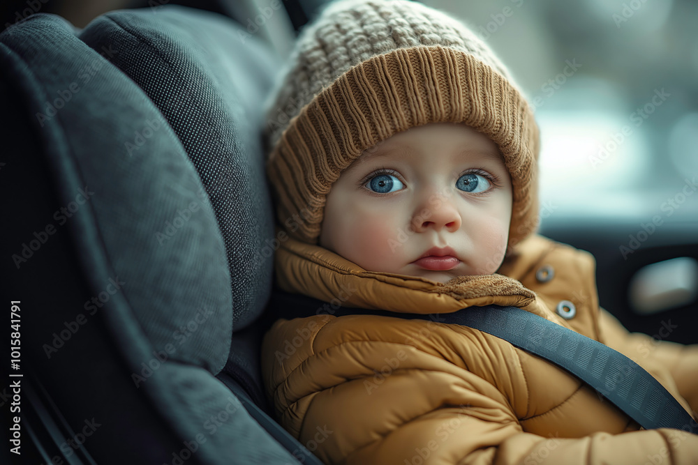 Baby Sitting in a Car Seat in Winter Baby Sitting in a Car Seat in Winter