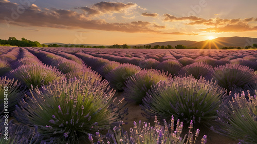 lavender field at sunset