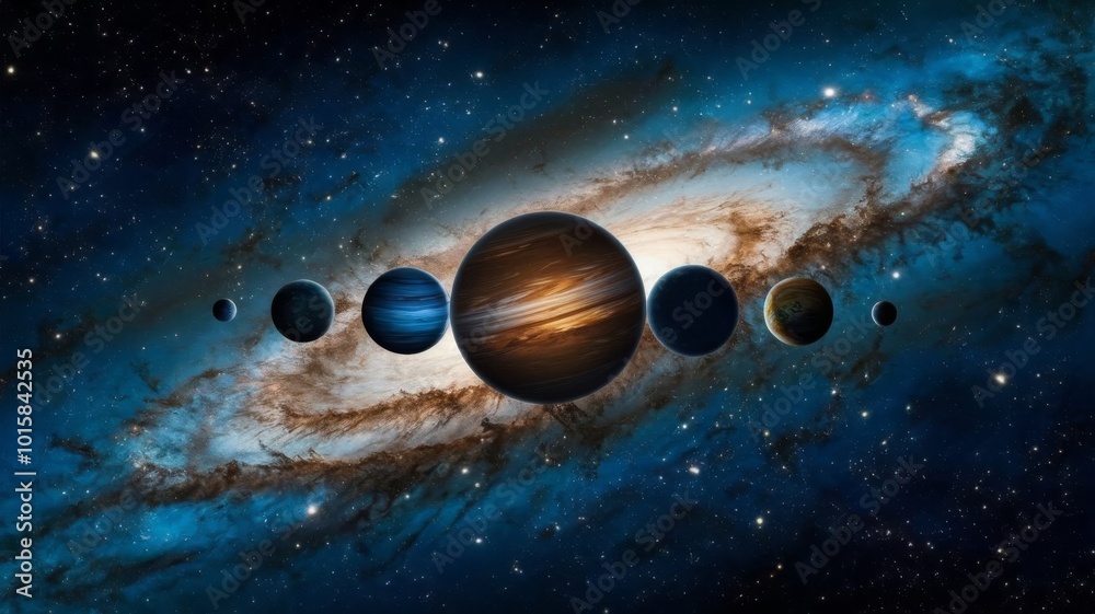 Long Exposure Photograph of Planets and Galaxy, Cosmic Art Background with Billions of Galaxies Long Exposure Photograph of Planets and Galaxy, Cosmic Art Background with Billions of Galaxies