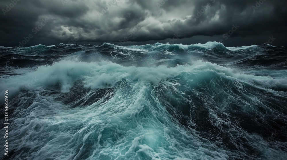 Rough Seas with Stormy Clouds Overhead. Dark, Powerful Nature Image.
Rough Seas with Stormy Clouds Overhead. Dark, Powerful Nature Image.