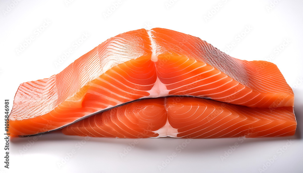 Stack of salmon fish on a white background Stack of salmon fish on a white background