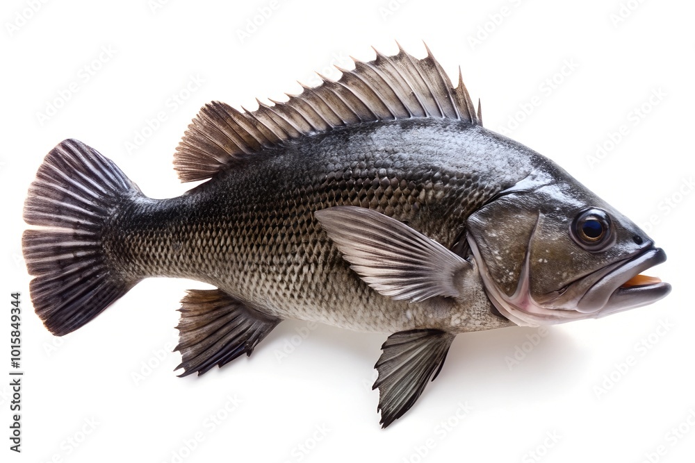 
fresh sea fish black snapper, isolated on white background