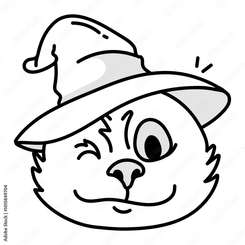 A doodle style icon of winked cat
A doodle style icon of winked cat