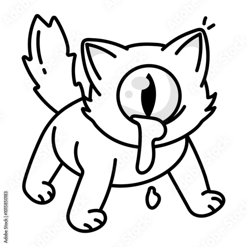 A doodle style icon of a cat monster 

