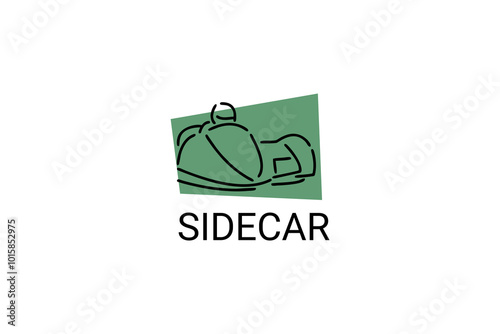 sidecar sport vector line icon. A sidecar driver and his passenger are racing on a circuit. sport pictogram illustration.