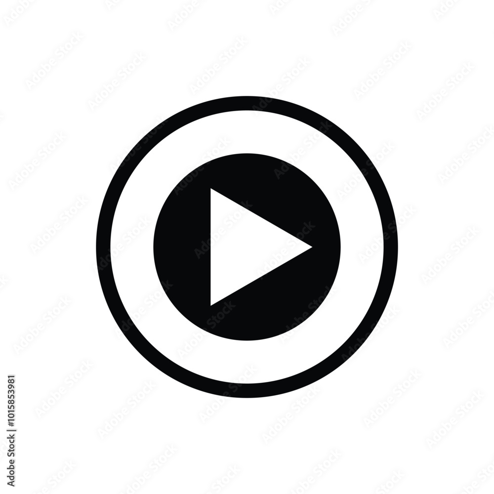 Play button sign icon vector illustration isolated on white background. Play button sign icon vector illustration isolated on white background.