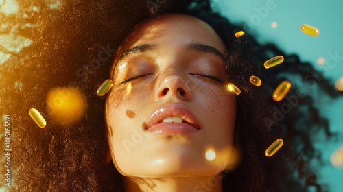 Wallpaper Mural Woman and vitamins. Supplement background Torontodigital.ca