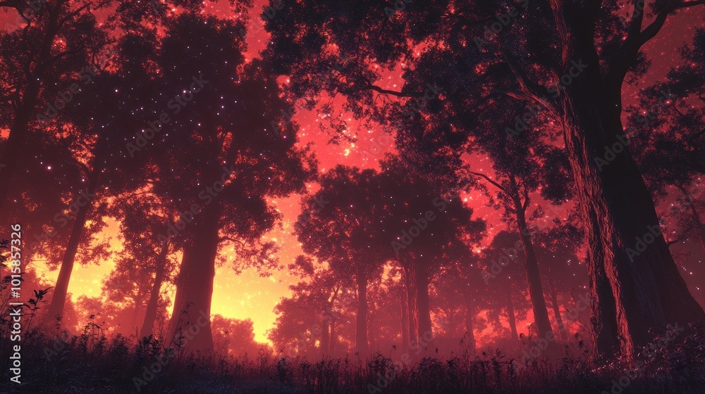 Enchanted Forest Under a Red Sky Enchanted Forest Under a Red Sky