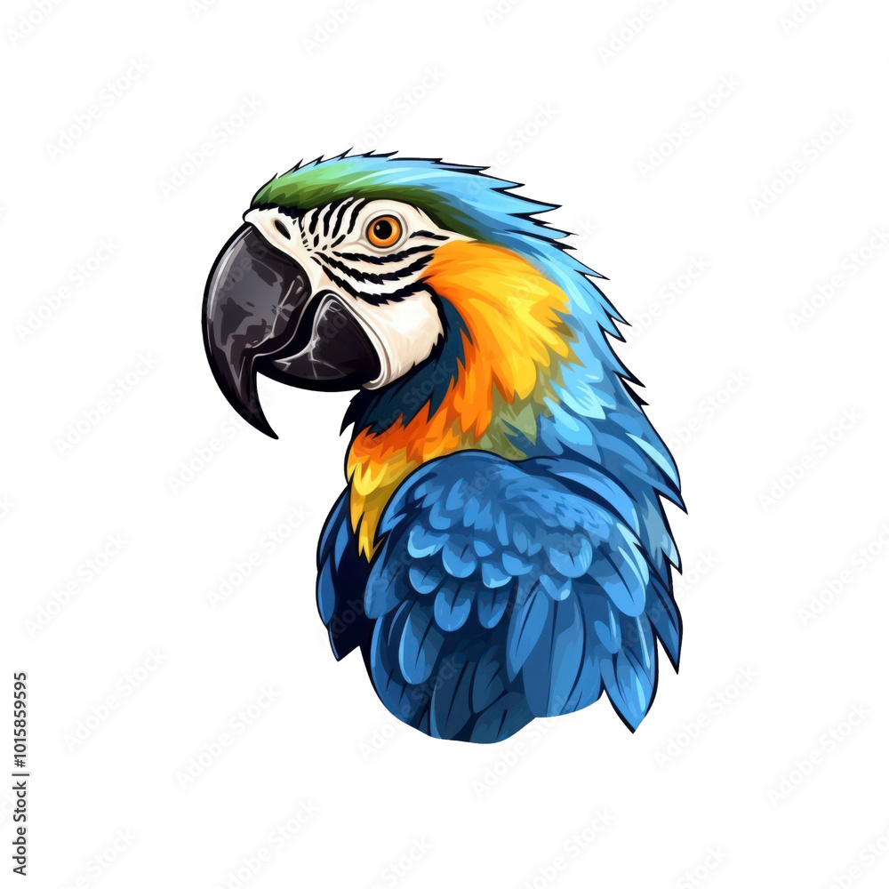 Blue and yellow macaws perched on a branch with green leaves are suitable for nature, wildlife, birds, and tropical themed designs. Generative AI Blue and yellow macaws perched on a branch with green leaves are suitable for nature, wildlife, birds, and tropical themed designs. Generative AI