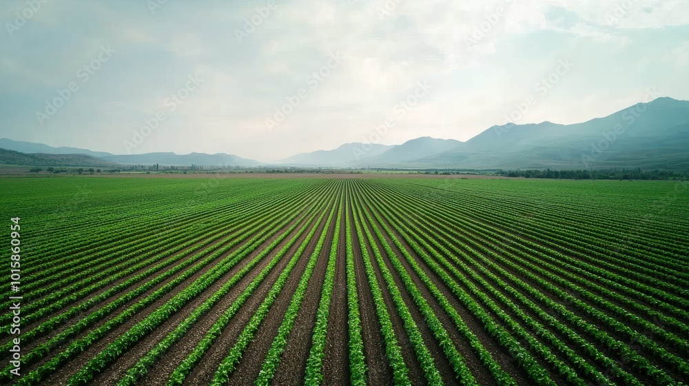 Aerial view of a large farm with crops stretching to the horizon Aerial view of a large farm with crops stretching to the horizon