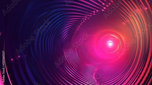 Abstract spiral tunnel with glowing light.