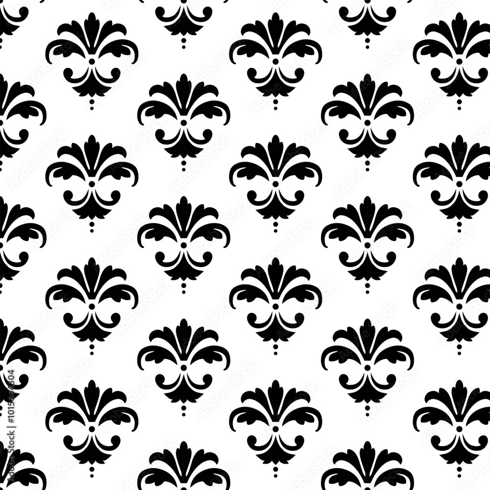 Damask vector black pattern on white background. Damask vector black pattern on white background.