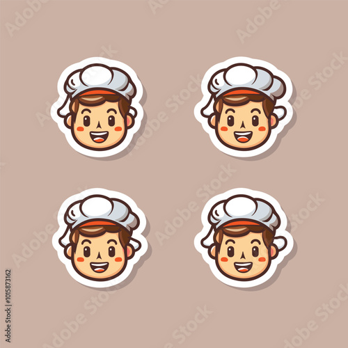 Set chef logo cute vector icon illustration style