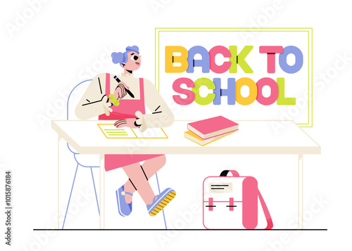 Lettering Back to School with a student girl