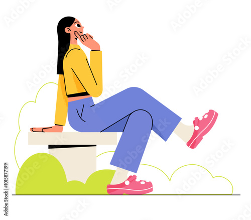 A woman sits and thinks