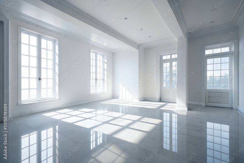 Obraz premium Minimalist White Empty Room Macro Photography for Serenity and Space