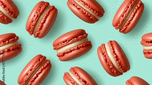 Wallpaper Mural Red macaroons on color background,French macaroons for a christmas retail display,christmas tree in bakery shop,Open shop window with specialties pastry in holiday season,traditional french bakery. Torontodigital.ca