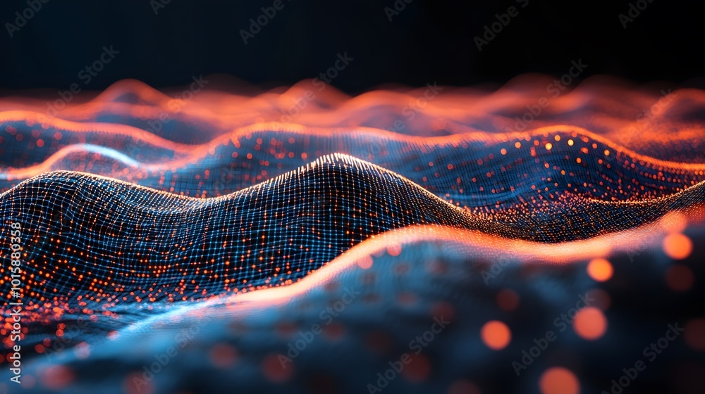 Abstract Digital Network Grid with Glowing Dots Abstract Digital Network Grid with Glowing Dots