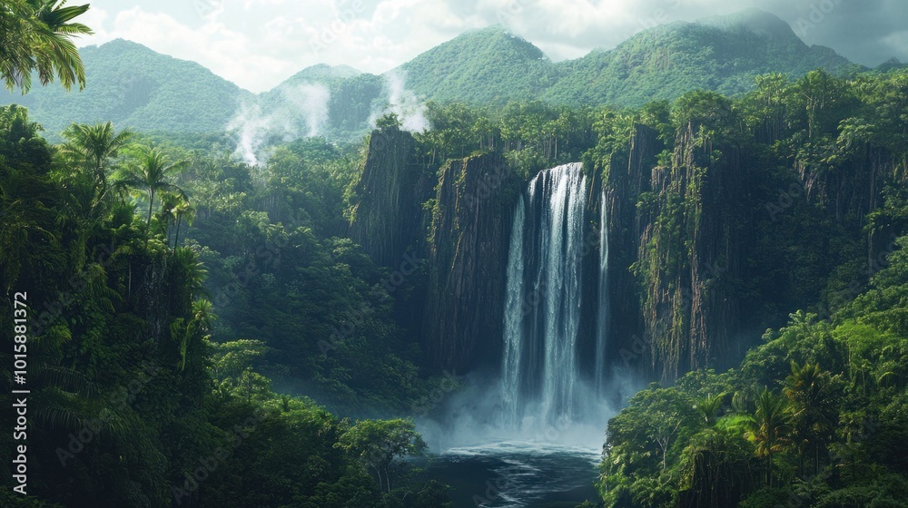 Waterfall in Lush Jungle Waterfall in Lush Jungle
