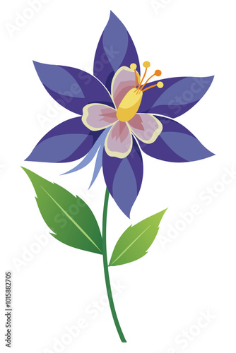 Columbine Flower Vector Design Featuring Beautiful Blooms on a Crisp White Background