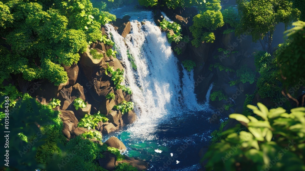 Waterfall in a lush green forest Waterfall in a lush green forest