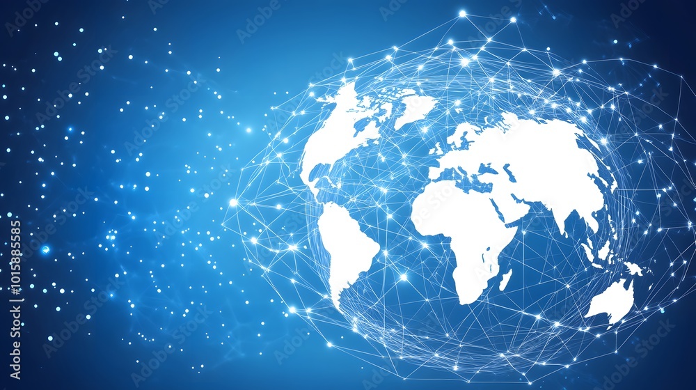 Global Network Connection Abstract World Map with Lines and Dots Global Network Connection Abstract World Map with Lines and Dots