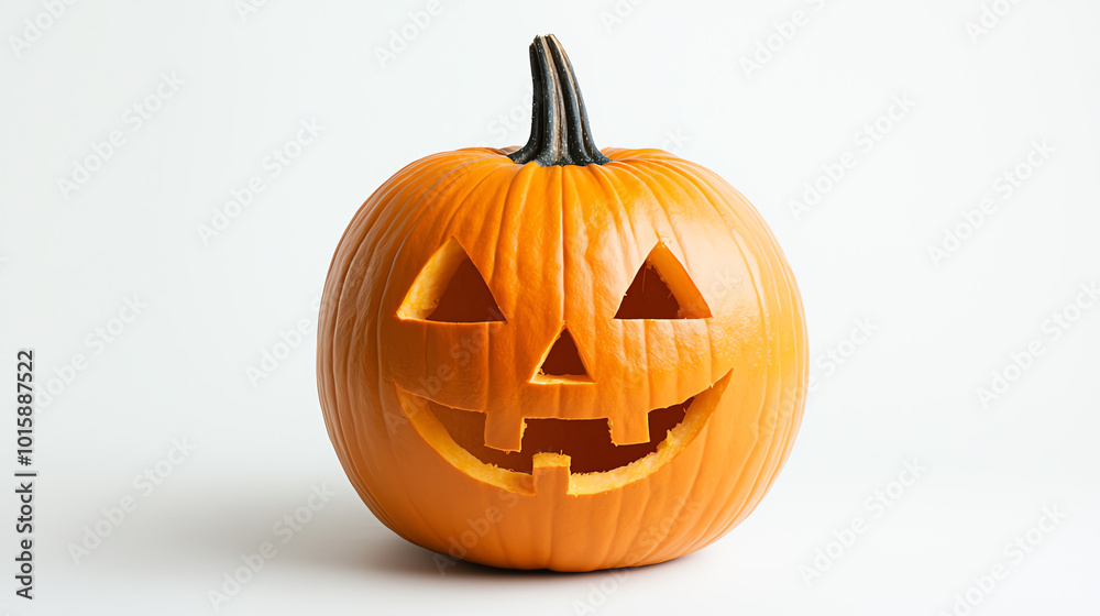 Carved pumpkin with a smiling face, white isolated background. Carved pumpkin with a smiling face, white isolated background.