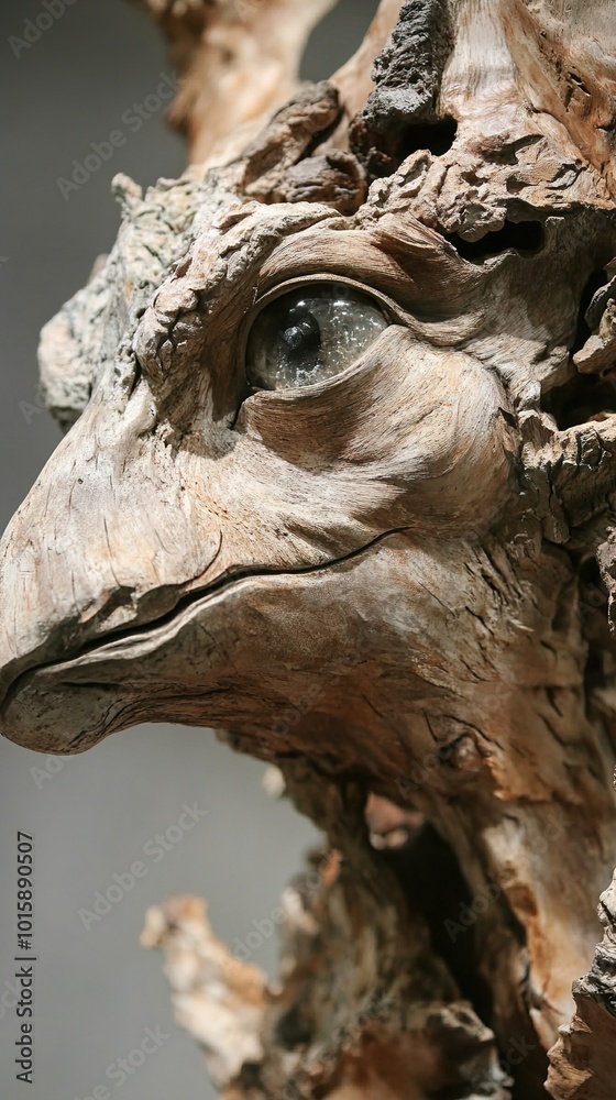 Close-Up of a Detailed Wooden Animal Sculpture Close-Up of a Detailed Wooden Animal Sculpture