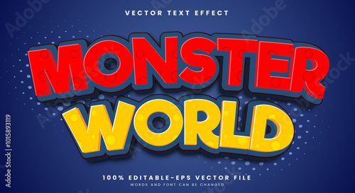 Monster World editable text effect Template in dark theme