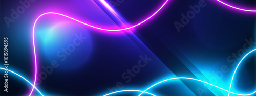 Abstract futuristic background with neon light lines. Vector illustration.