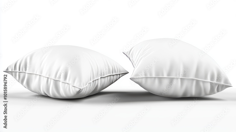 A set of realistic white pillows, shown from the side and top. The pillows are rectangular and have a transparent background, making them easy to use in design projects. A set of realistic white pillows, shown from the side and top. The pillows are rectangular and have a transparent background, making them easy to use in design projects.