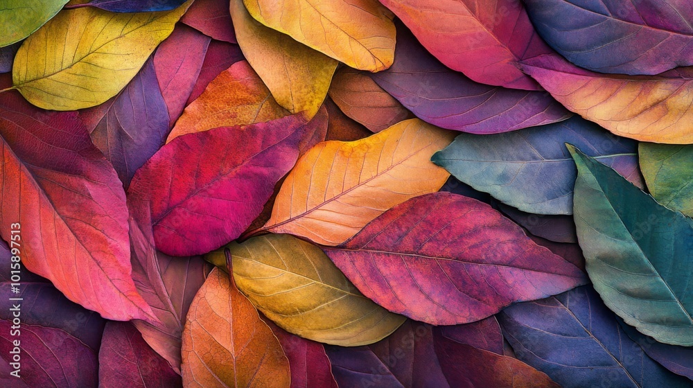 Colorful autumn leaves in vibrant hues.