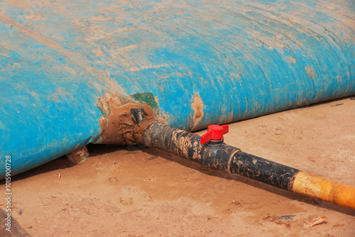 Tank of watter in gold mine in Sahara desert close Nouakchott, Mauritania, West Africa photo